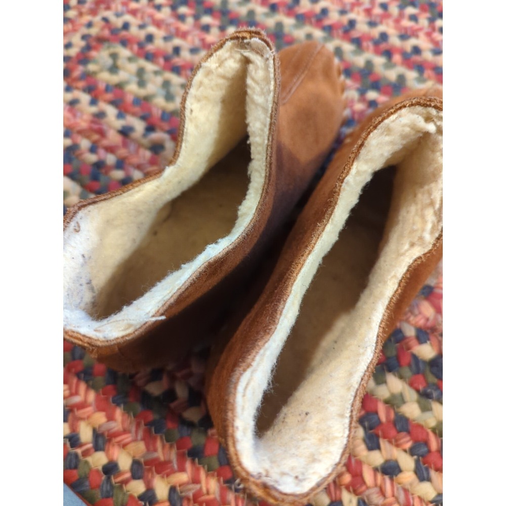 Vintage Brown Suede Leather Moccasin Bootie Slippers Women's SEE PHOTOS FOR SIZE - Picture 7 of 10